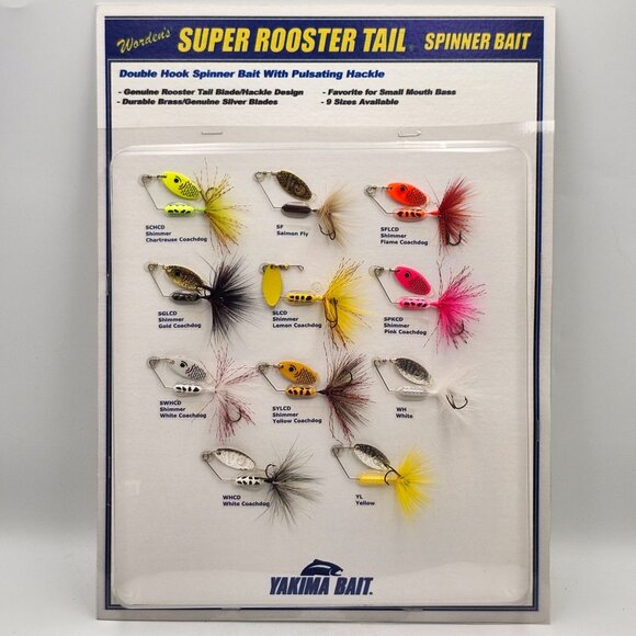 Yakima Wordens Super Rooster Tail Spinner Bait Sample Display Board 823567 - Picture 1 of 3